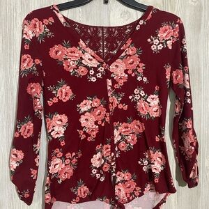 Floral Burgundy Women's Top